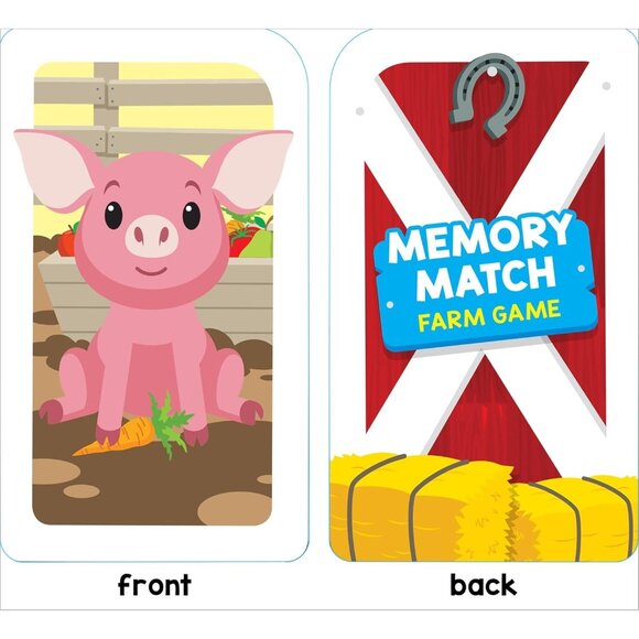 School Zone Memory Match Farm Game  Ages 3+ Animals Reading Counting Matching - Picture 8 of 10